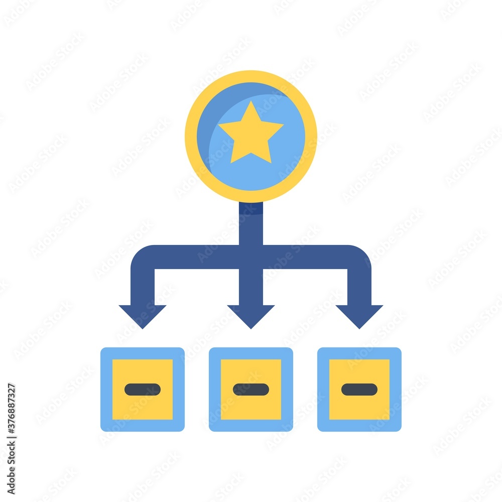 Obraz premium administrative related star indicate with arrow vector in flat design,