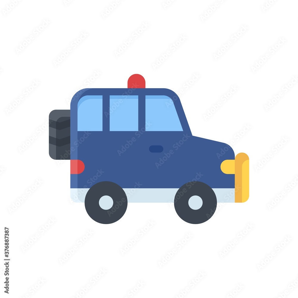 administrative related jeep or car with lights vector in flat design, administrative related jeep or car with lights vector in flat design,