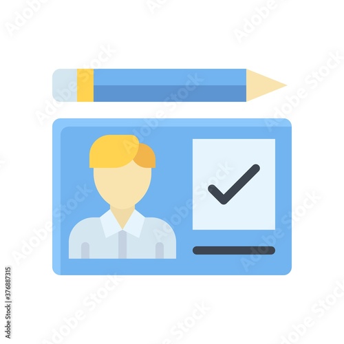 administrative related character on entry card with pencil vector in flat design,