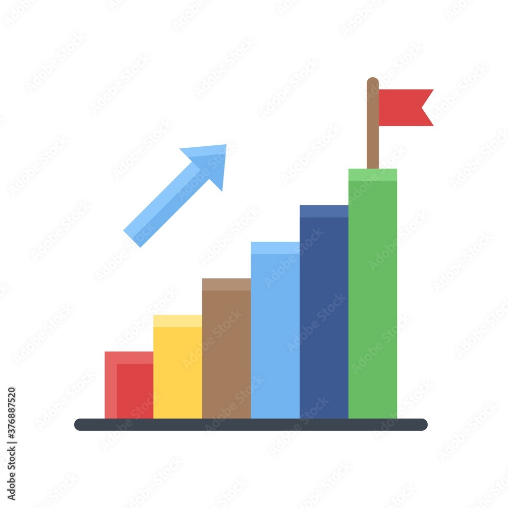 administrative related graph increase with arrow and flag vector in flat design, administrative related graph increase with arrow and flag vector in flat design,