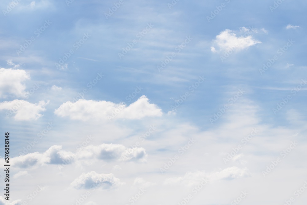 Light sky background. Clouds in the blue sky