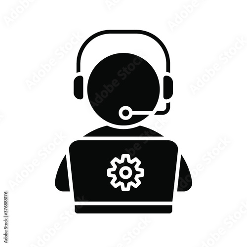 support service icon, hotline customer advice, call center help, solid symbol on white background - editable vector illustration eps10