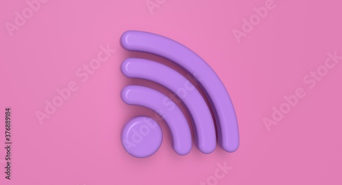 Wi-fi symbol on background. Wireless network sign. Communication technology concept illustration. 3D rendering.