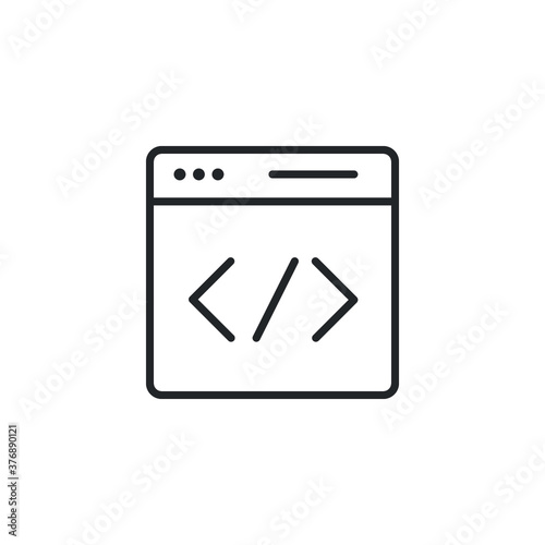 Line icon style coding data development. Back End, Web concept, programming and coding. Can also be used for SEO, digital marketing, technology. Vector illustration. Design on white background. EPS 10