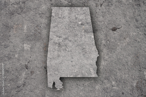 Karte von Alabama auf verwittertem Beton