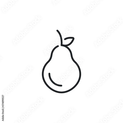 line style pear fruit icon. Single organic sweet ripe pear with leaf as nutrition and vitamin. Tropical plant summer. Vegetarian health food. Vector illustration. Design on white background. EPS 10