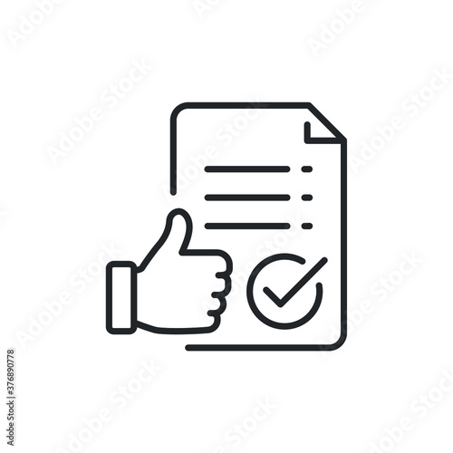 Document accredited approval icon, authorized agreement thin line symbol for web and mobile phone on white background -  vector illustration eps 10 © Fourdoty