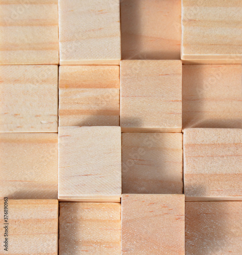 A stack of wooden cubes.