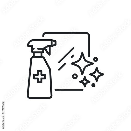 clean surface icon, easy cleaning, thin line symbol on white background - editable stroke vector illustration eps 10