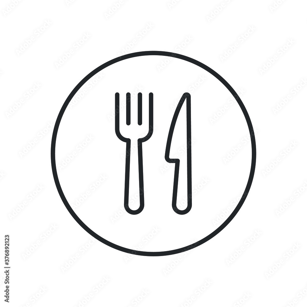 Fork and knife icon, silverware line sign on white background - vector illustration eps10 Fork and knife icon, silverware line sign on white background - vector illustration eps10