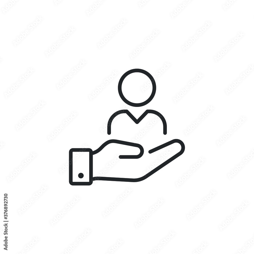 Outline Customer Retention icon. care customer, total inclusive service, line symbol on white background - vector illustration eps10