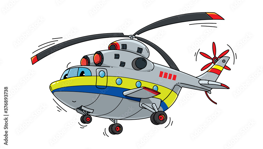 Funny cargo helicopter with eyes Kids illustration