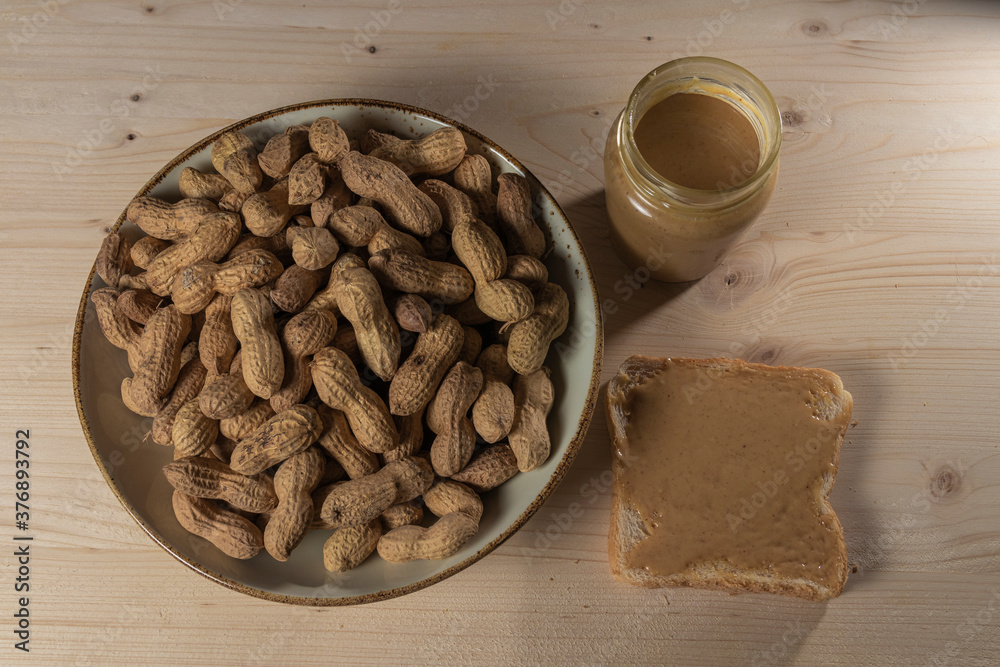 peanut and peanut butter in a table