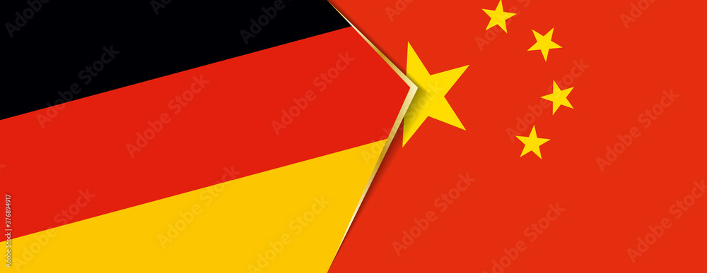 Germany and China flags, two vector flags. Germany and China flags, two vector flags.