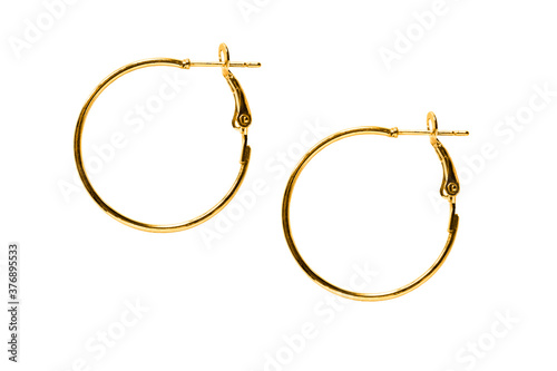Gold earrings isolated