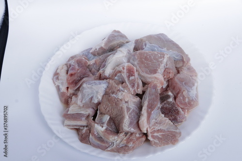 Raw beef teak in white background Fresh Beef photo