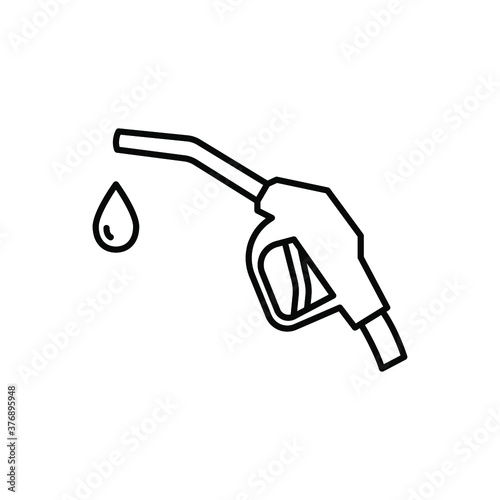 Gun for fuel pump with a drop of fuel icon, line style. Fuel pump gun icon with bennzine drop. Vector illustration. Design on white background. EPS 10