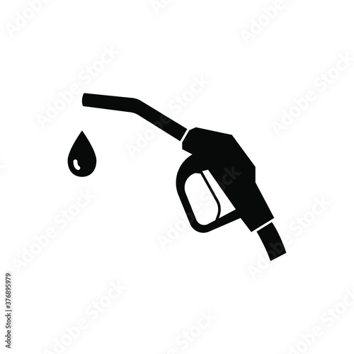 Gun for fuel pump with a drop of fuel icon, solid style. Fuel pump gun icon with bennzine drop. Vector illustration. Design on white background. EPS 10