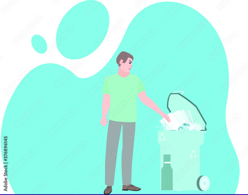 Boy throwing the garbage in the dustbin. Boy throwing the garbage in the dustbin.