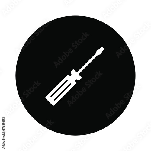 Screwdriver and circle icon, solid style. Service tool symbol. Vector illustration. Design on white background. EPS 10