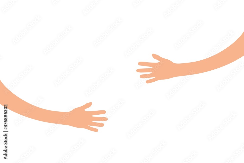 Hugging hands. Arm embrace, belief togetherness unique relationship hugged hands vector isolated concept Hugging hands. Arm embrace, belief togetherness unique relationship hugged hands vector isolated concept