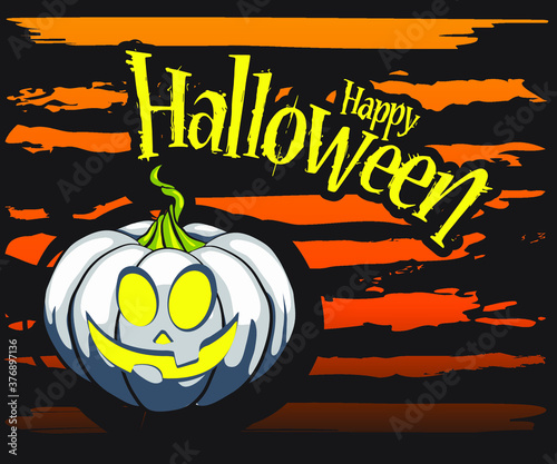 A minimalist Halloween card inspired by eerie symbols. Halloween pumpkin with funny scary faces of different shapes and colors. Idea for flyers and banners, creative illustration design