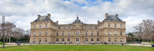 Panorama of the Senate in the Jardin du Luxembourg (Luxembourg gardens) in Paris, France