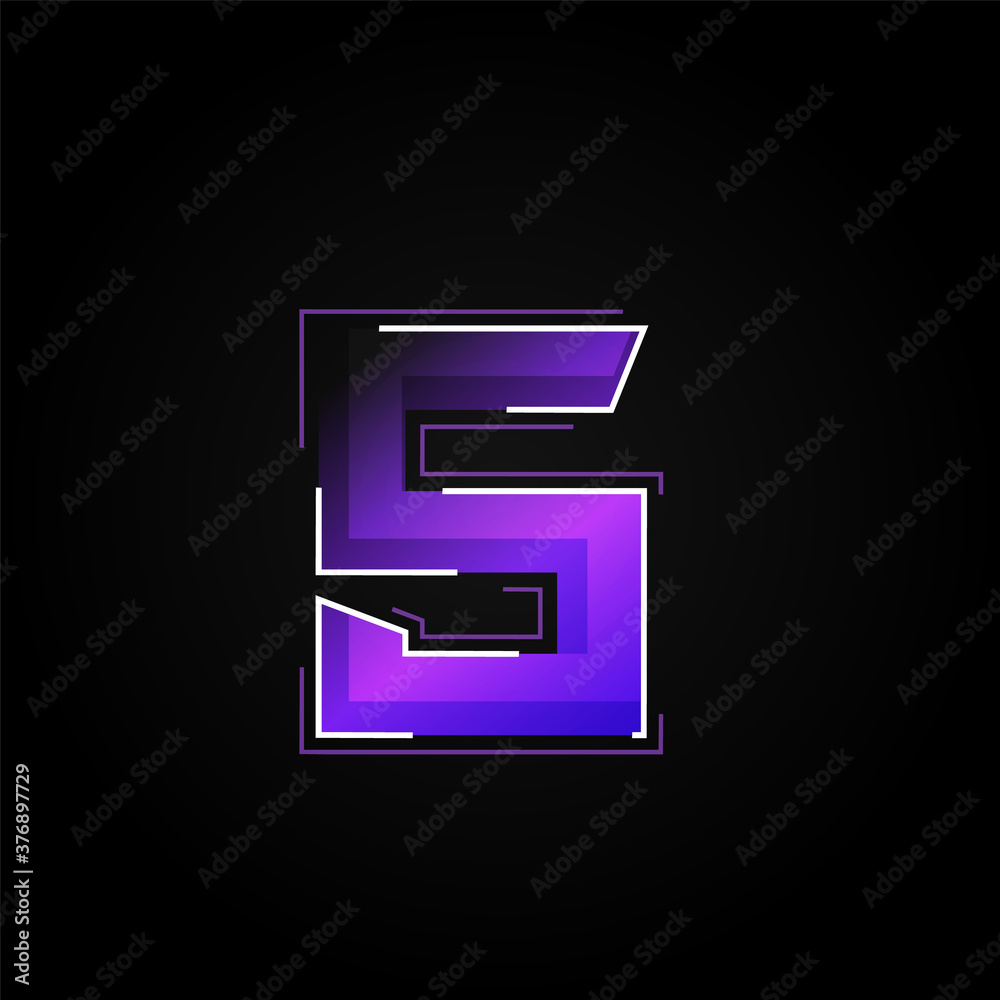 Futuristic purple/blue character from a fontset with dashed strokes and blending effects, vector illustration Futuristic purple/blue character from a fontset with dashed strokes and blending effects, vector illustration