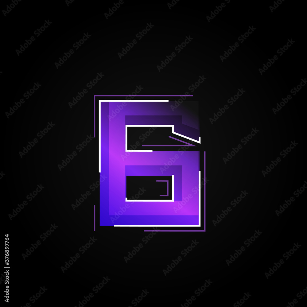 Futuristic purple/blue character from a fontset with dashed strokes and blending effects, vector illustration Futuristic purple/blue character from a fontset with dashed strokes and blending effects, vector illustration