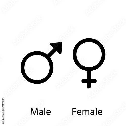 Male and female gender symbols. Vector. Orientation signs. Set outline black icons isolated on white background. Simple illustration. Sexual concept.