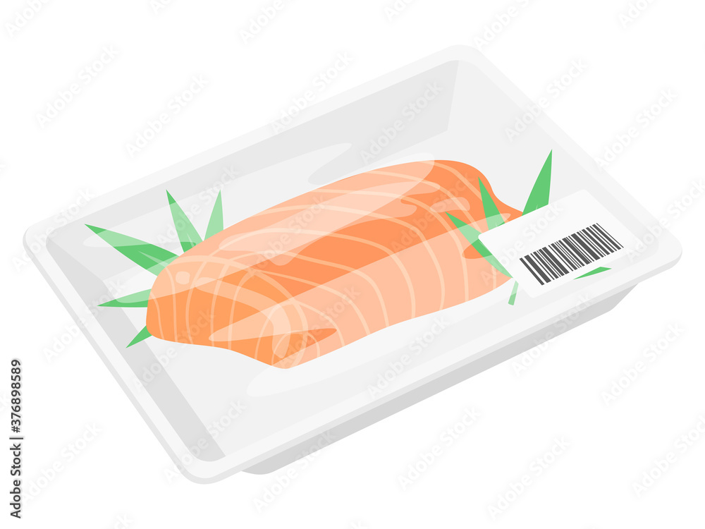 パックに入った鮭の切り身のイラスト Stock Vector Adobe Stock