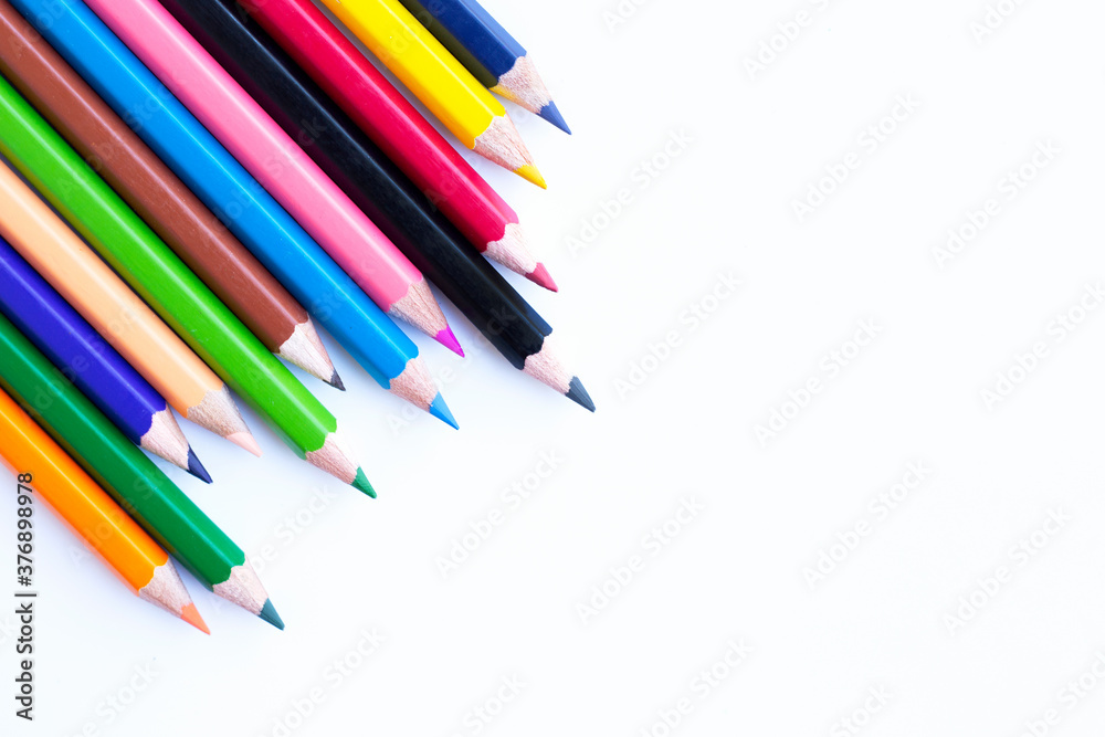 Colorful pencils isolated on white.