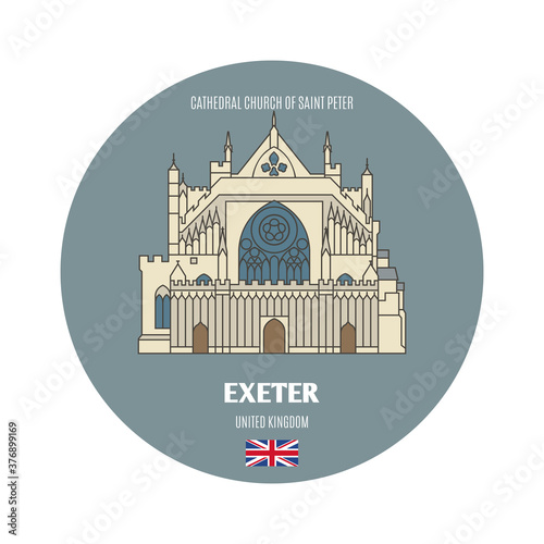 Cathedral Church of Saint Peter at Exeter, UK. Architectural symbols of European cities photo