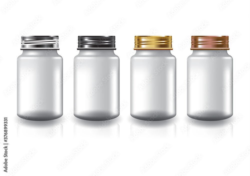 White round supplements, medicine bottle 4 colors screw lid for beauty or healthy product. White round supplements, medicine bottle 4 colors screw lid for beauty or healthy product.