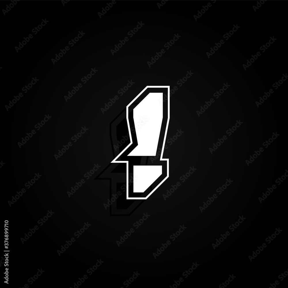 Modern, minimal and dynamic 'Rapper' font character with 45 degree angles, vector illustration Modern, minimal and dynamic 'Rapper' font character with 45 degree angles, vector illustration