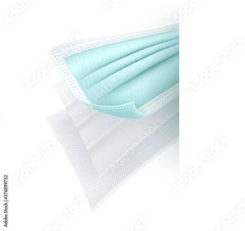 Surgical medical mask shows 3 filter layers performance and protects against germs, dust, viruses and odors of surgical masks.Realistic EPS file.