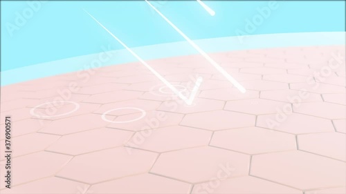 3D skin cell animation with UV protection for advertisement of cosmetics, sunscreen, lotion, serum. UV protection reflects ultraviolet rays.