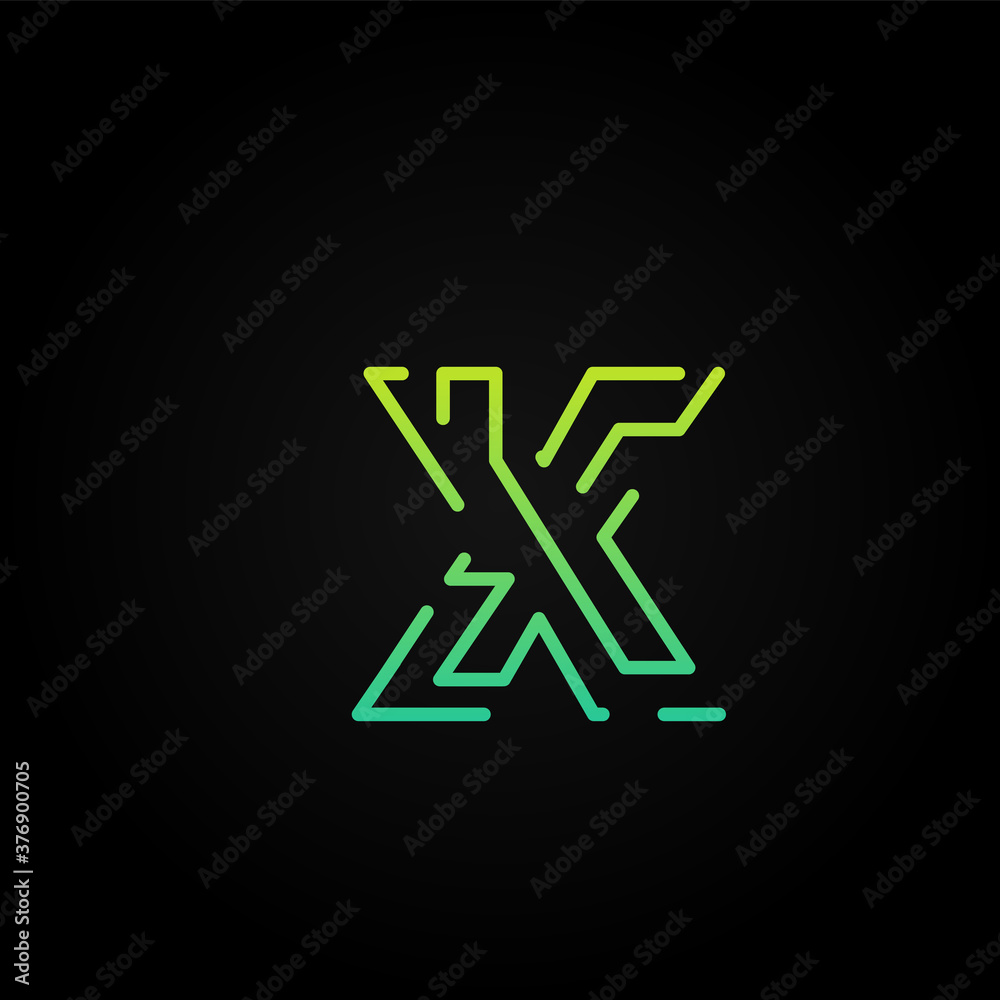 Green dashed stroke font character from a fontset, vector illustration Green dashed stroke font character from a fontset, vector illustration