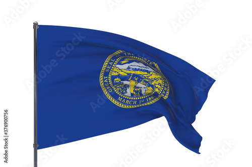 State of Nebraska flag. 3D illustration, isolated on white, flags of the U.S. states and territories photo