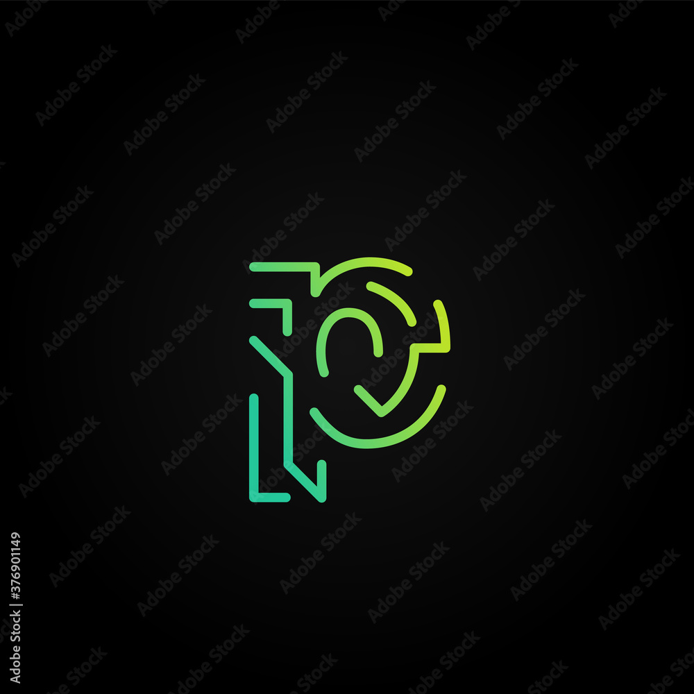 Green dashed stroke font character from a fontset, vector illustration Green dashed stroke font character from a fontset, vector illustration