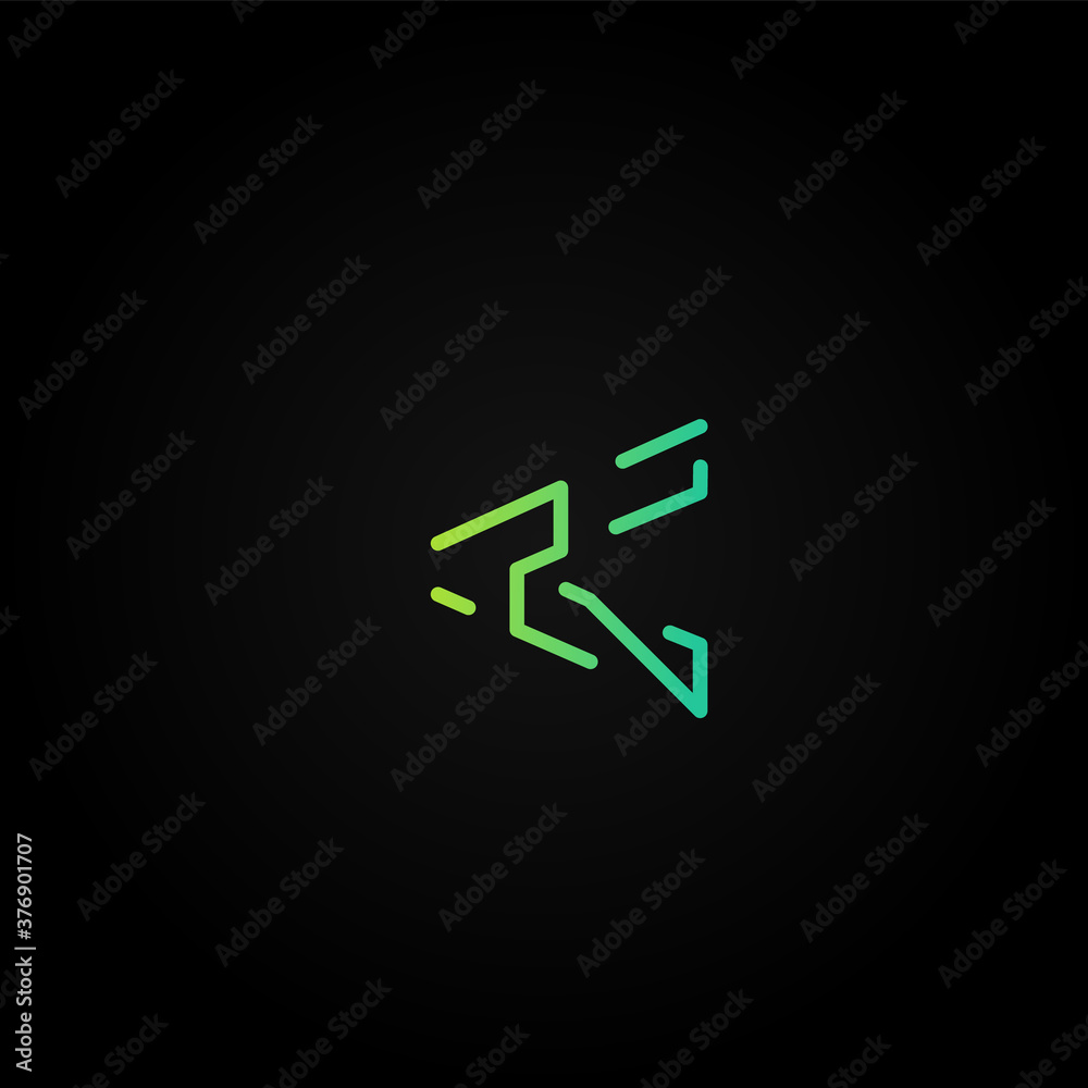 Green dashed stroke font character from a fontset, vector illustration Green dashed stroke font character from a fontset, vector illustration