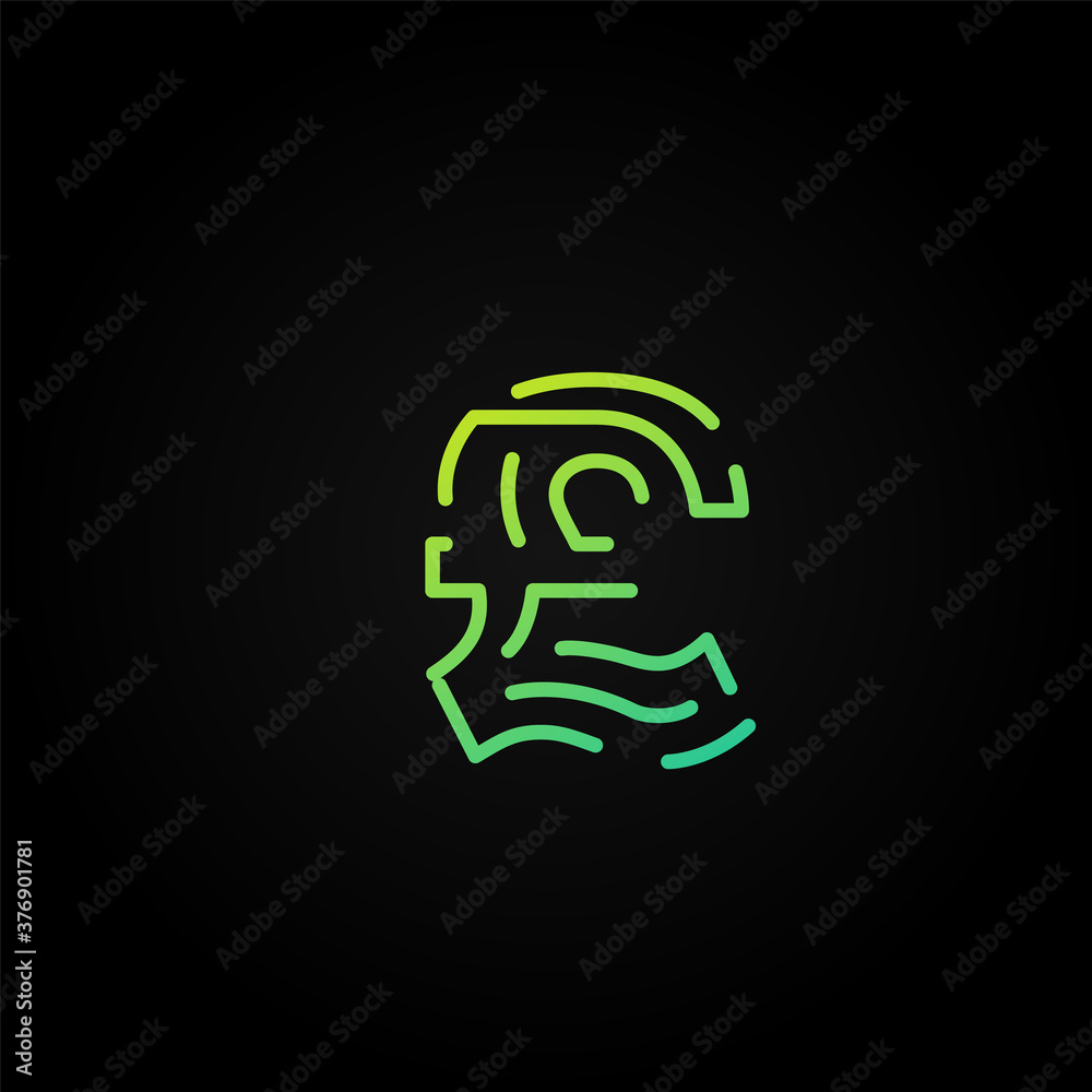 Green dashed stroke font character from a fontset, vector illustration Green dashed stroke font character from a fontset, vector illustration