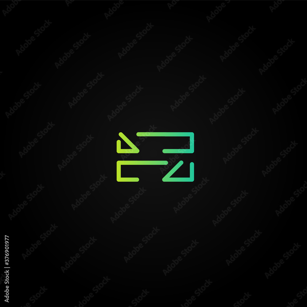 Green dashed stroke font character from a fontset, vector illustration Green dashed stroke font character from a fontset, vector illustration