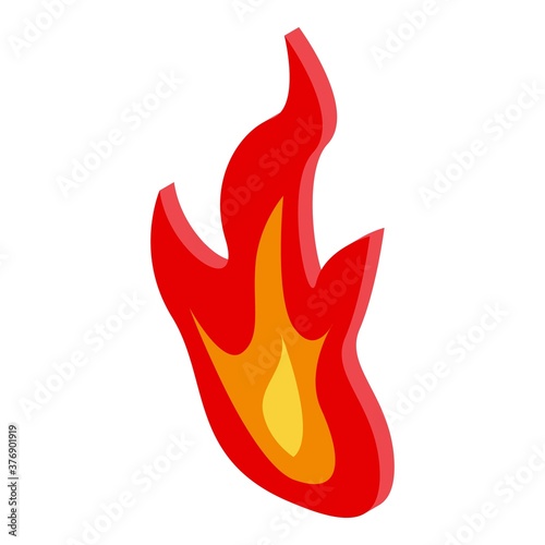 Fire flame icon. Isometric of fire flame vector icon for web design isolated on white background