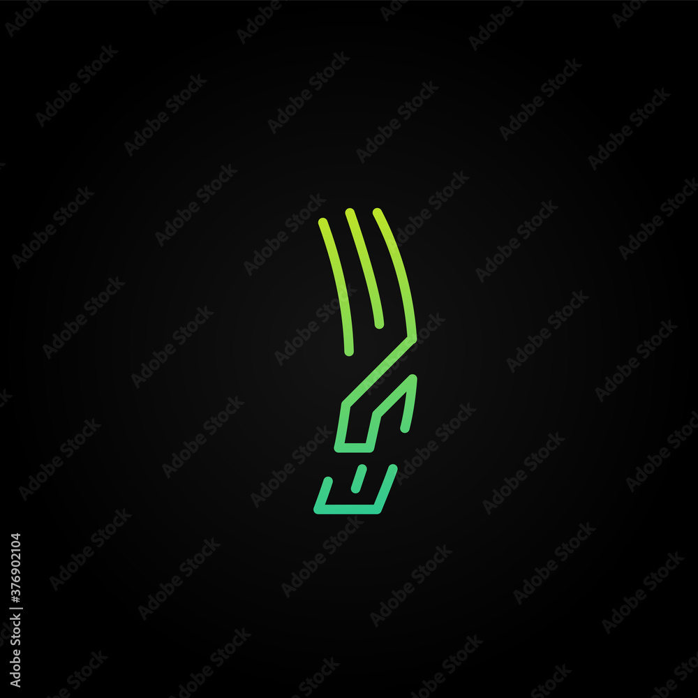 Green dashed stroke font character from a fontset, vector illustration Green dashed stroke font character from a fontset, vector illustration
