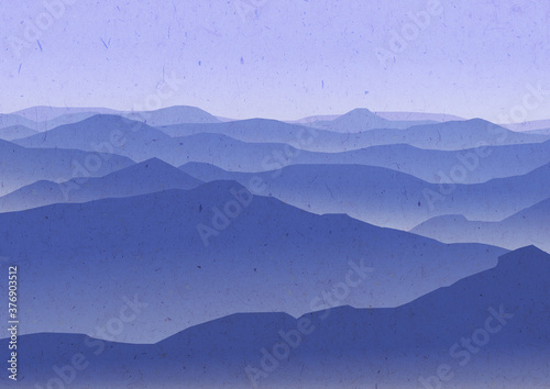 Fototapeta Naklejka Na Ścianę i Meble -  abstract minimalism landscapes illustration with mountains. flat simple illustration. paper texture