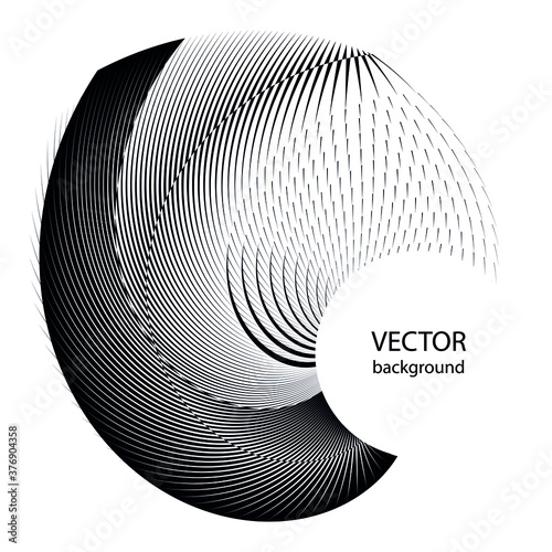 Abstract halftone lines circle background, geometric dynamic pattern, vector modern design texture for card, banner, cover, flyer, poster, decoration.