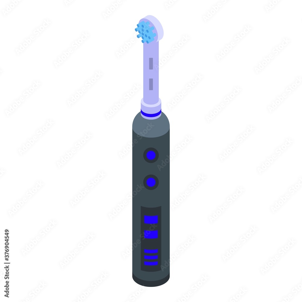 Round electric toothbrush icon. Isometric of round electric toothbrush vector icon for web design isolated on white background Round electric toothbrush icon. Isometric of round electric toothbrush vector icon for web design isolated on white background