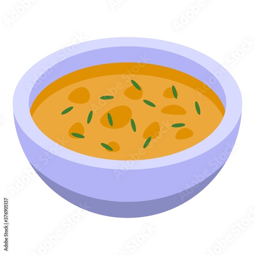 Greek soup bowl icon. Isometric of greek soup bowl vector icon for web design isolated on white background