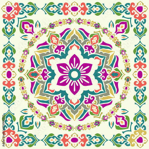 Medallion Vintage multi color pattern in Turkish,Indian style. Endless pattern can be used for ceramic tile, wallpaper, linoleum, textile, web page background. Vector